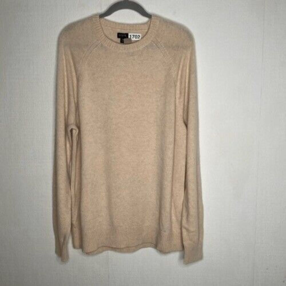 NWT J.Crew Long Sleeve Lambswool Blend Crewneck Office Sweater Men Size XL Cream